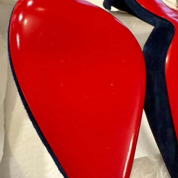 Christian Louboutin Dark Blue Suede Heels - Picture 8 of 11